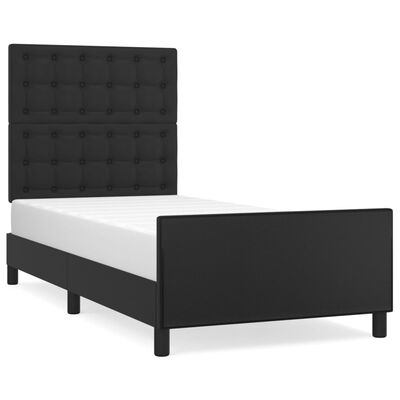 vidaXL Estructura de cama con cabecero cuero sintético negro 100x200cm