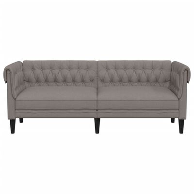 vidaXL Sofá Chesterfield de 3 plazas tela gris taupe