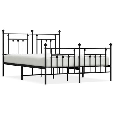 vidaXL Estructura cama sin colchón con estribo metal negro 140x190 cm