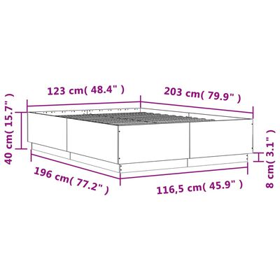 vidaXL Estructura de cama madera de ingeniería roble ahumado 120x200cm