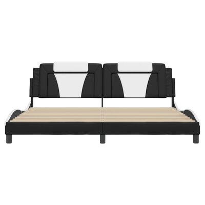 vidaXL Estructura cama con LED cuero sintético negro blanco 200x200 cm