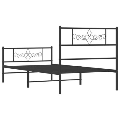 vidaXL Estructura cama sin colchón con estribo metal negro 100x190 cm