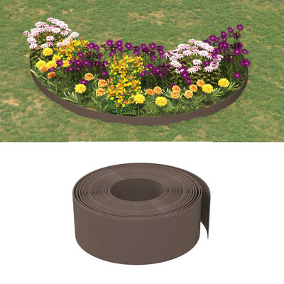 vidaXL Bordura de jardín polietileno marrón 10 m 20 cm