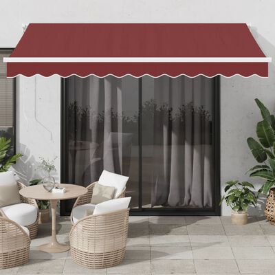 vidaXL Toldo retráctil automático con luces LED burdeos 350x250 cm