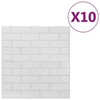 vidaXL Papel pintado autoadhesivo ladrillos 3D 10 unidades blanco