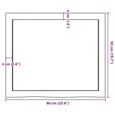 vidaXL Encimera baño madera maciza tratada marrón oscuro 60x50x(2-4)cm