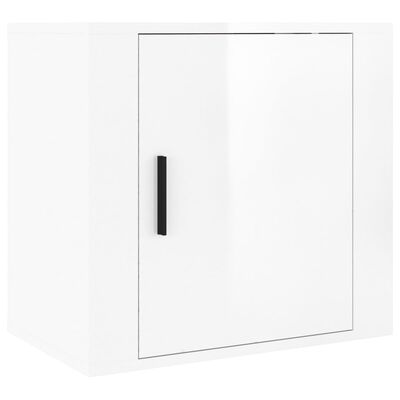 vidaXL Mesita de noche de pared blanco brillante 50x30x47 cm