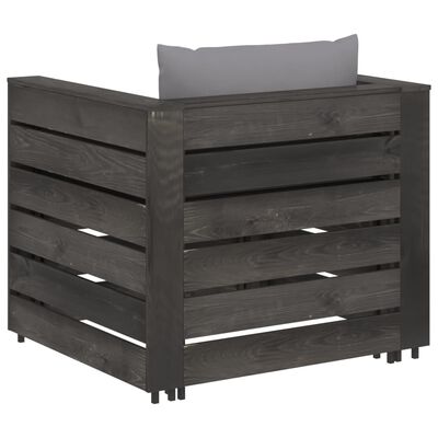 vidaXL Muebles de jardín 2 piezas con cojines madera impregnada gris