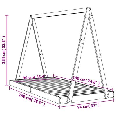 vidaXL Estructura de cama infantil madera maciza de pino 90x190 cm