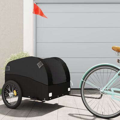 vidaXL Remolque para bicicleta hierro negro 45 kg