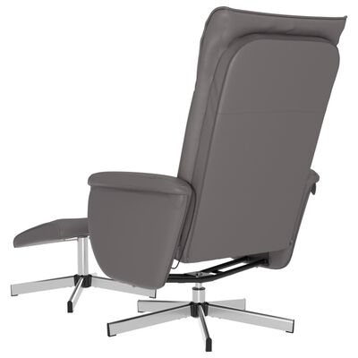 vidaXL Sillón de masaje reclinable con reposapiés cuero sintético gris