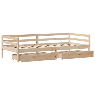 vidaXL Sofá cama con cajones madera maciza de pino 90x200 cm