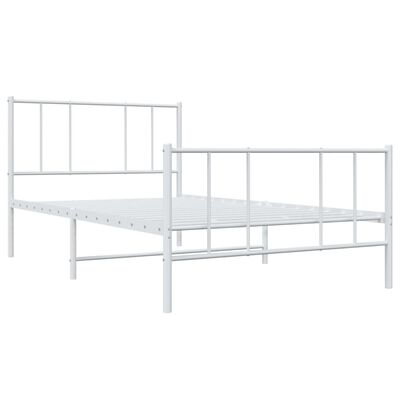 Estructura cama metal y madera contrachapada blanco 90x200 cm
