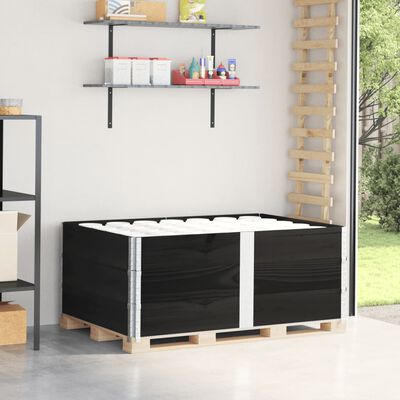 vidaXL Collares de palets 3 uds madera maciza de pino negro 150x100 cm