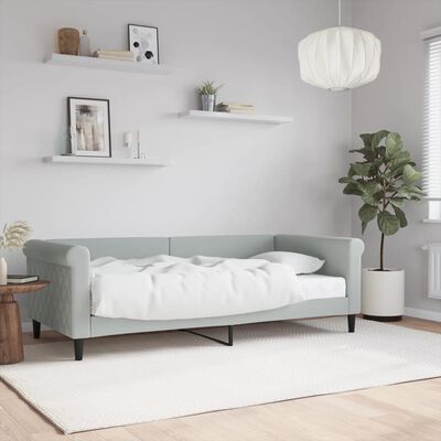 vidaXL Sofá cama con colchón terciopelo gris claro 90x190 cm