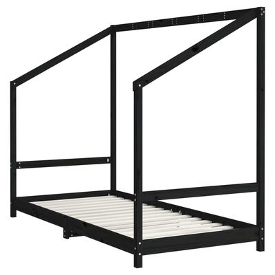 vidaXL Estructura de cama para niños madera de pino negro 90x200 cm