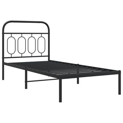 vidaXL Estructura cama sin colchón con cabecero metal negro 90x190 cm