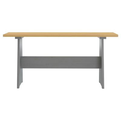 vidaXL Mesa de comedor con banco REINE madera maciza pino marrón gris