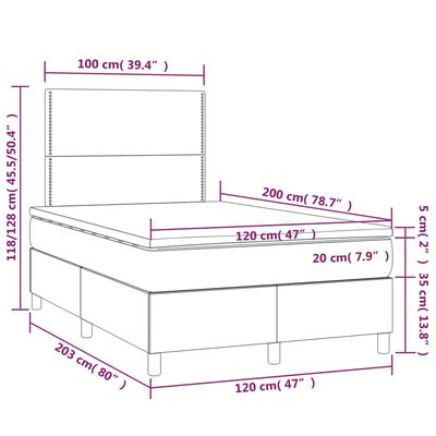 vidaXL Cama box spring con colchón tela negro 120x200 cm