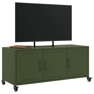 vidaXL Mueble de TV de acero verde oliva 100,5x39x43,5 cm