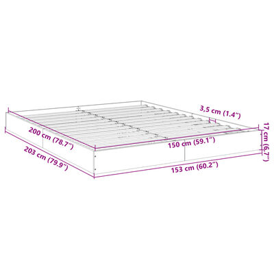 vidaXL Estructura de cama sin colchón madera roble ahumado 150x200 cm