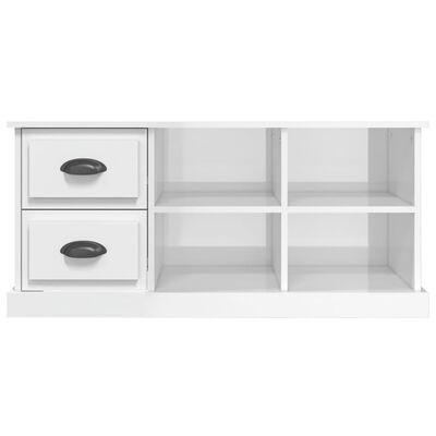 vidaXL Mueble de TV madera contrachapada blanco brillo 102x35,5x47,5cm