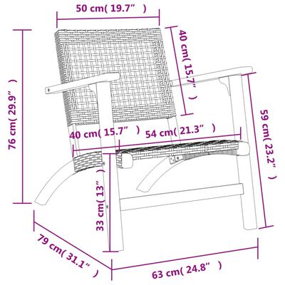 vidaXL Sillas de jardín 2 uds madera de acacia y ratán sintético beige