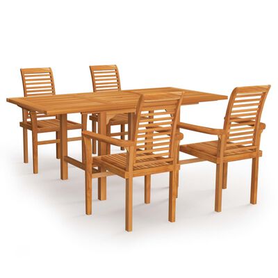 vidaXL Conjunto de comedor de jardín 5 piezas madera maciza de teca