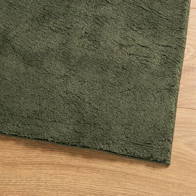 vidaXL Alfombra pelo corto suave lavable HUARTE verde bosque 240x240cm