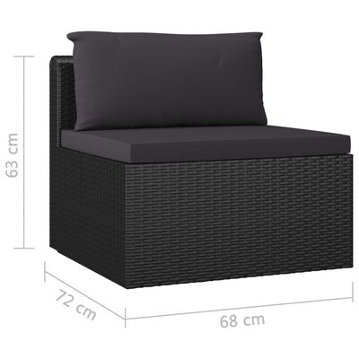 vidaXL Set muebles de jardín 8 piezas y cojines ratán sintético negro