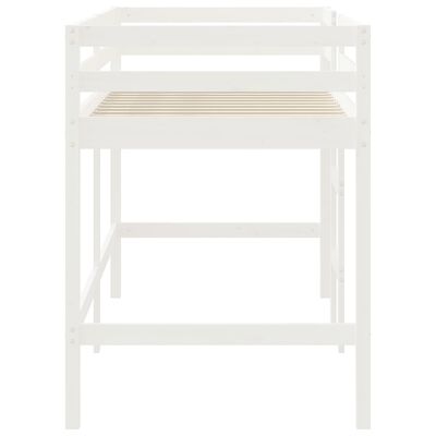 vidaXL Cama alta de niños escalera madera maciza pino blanco 90x200 cm