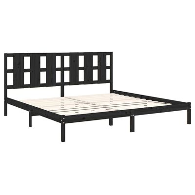 vidaXL Estructura de cama madera maciza negro Supe King 180x200 cm