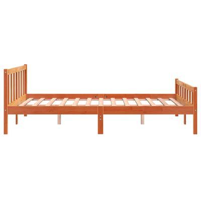 vidaXL Cama sin colchón madera maciza pino marrón cera 150x200 cm