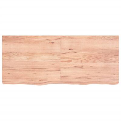 vidaXL Encimera baño madera maciza tratada marrón claro 140x60x(2-6)cm