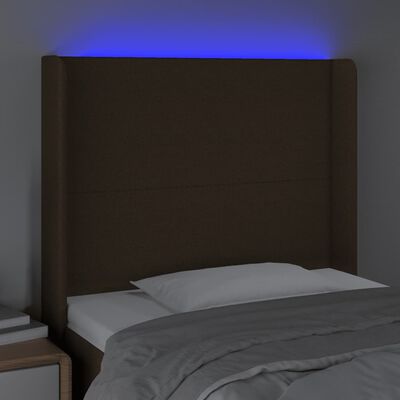 vidaXL Cabecero con LED de tela marrón oscuro 93x16x118/128 cm