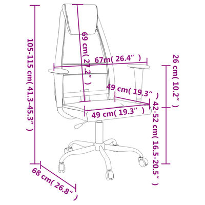 vidaXL Silla de oficina altura ajustable tela malla y cuero PE negro