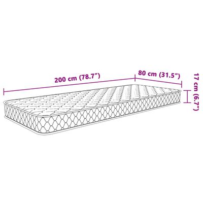 vidaXL Colchón de espuma viscoelástica blanco 80x200x17 cm