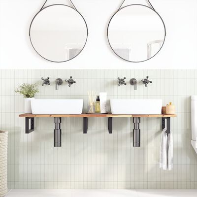 vidaXL Estante de lavabo de pared acero y madera maciza de acacia