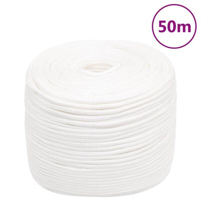 vidaXL Cuerda de barco polipropileno blanco intenso 10 mm 50 m