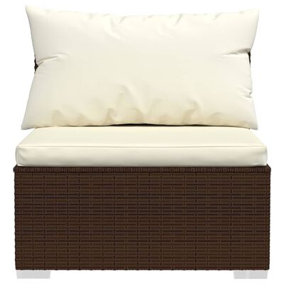 vidaXL Set muebles de jardín 11 piezas cojines ratán sintético marrón