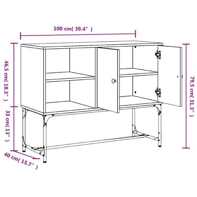 vidaXL Aparador de madera de ingeniería marrón roble 100x40x79,5 cm