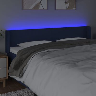 vidaXL Cabecero con LED de tela azul 183x16x78/88 cm