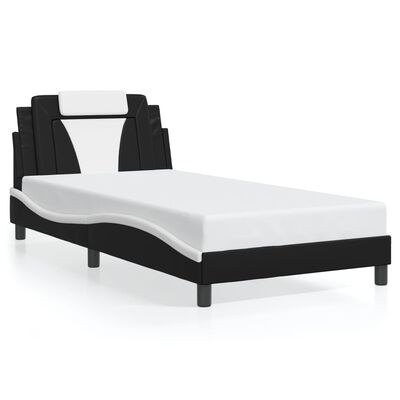 vidaXL Estructura cama con LED cuero sintético negro blanco 100x200 cm