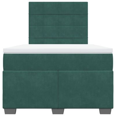 vidaXL Cama box spring con colchón terciopelo verde oscuro 120x200 cm