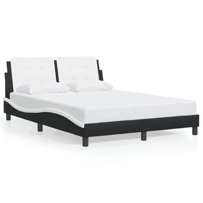 vidaXL Estructura de cama con cabecero cuero sintético negro y blanco