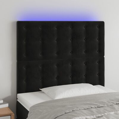 vidaXL Cabecero con luces LED terciopelo negro 100x5x118/128 cm