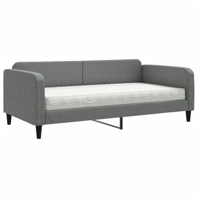 vidaXL Sofá cama con colchón tela gris oscuro 100x200 cm