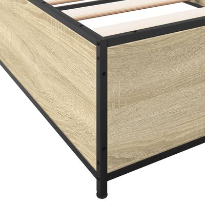 vidaXL Estructura cama madera ingeniería metal roble Sonoma 75x190 cm