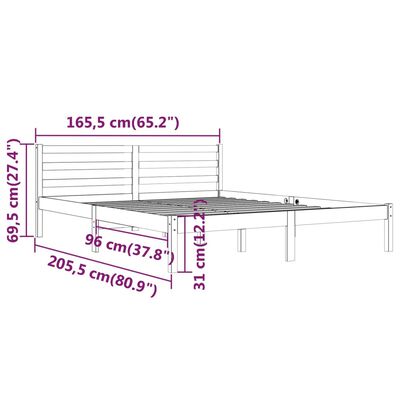 vidaXL Estructura de cama sin colchón madera maciza de pino 160x200 cm