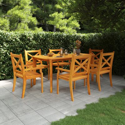 vidaXL Juego de comedor de jardín 7 piezas madera maciza de acacia